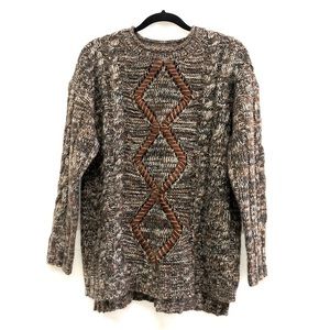 GeeGee Oversized Cable Knit Dropped-Tail Sweater